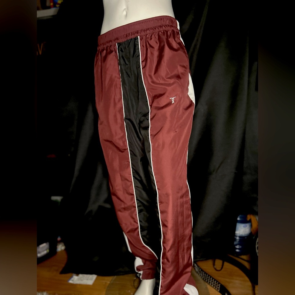 Topshop Burgundy and Black Track Pants